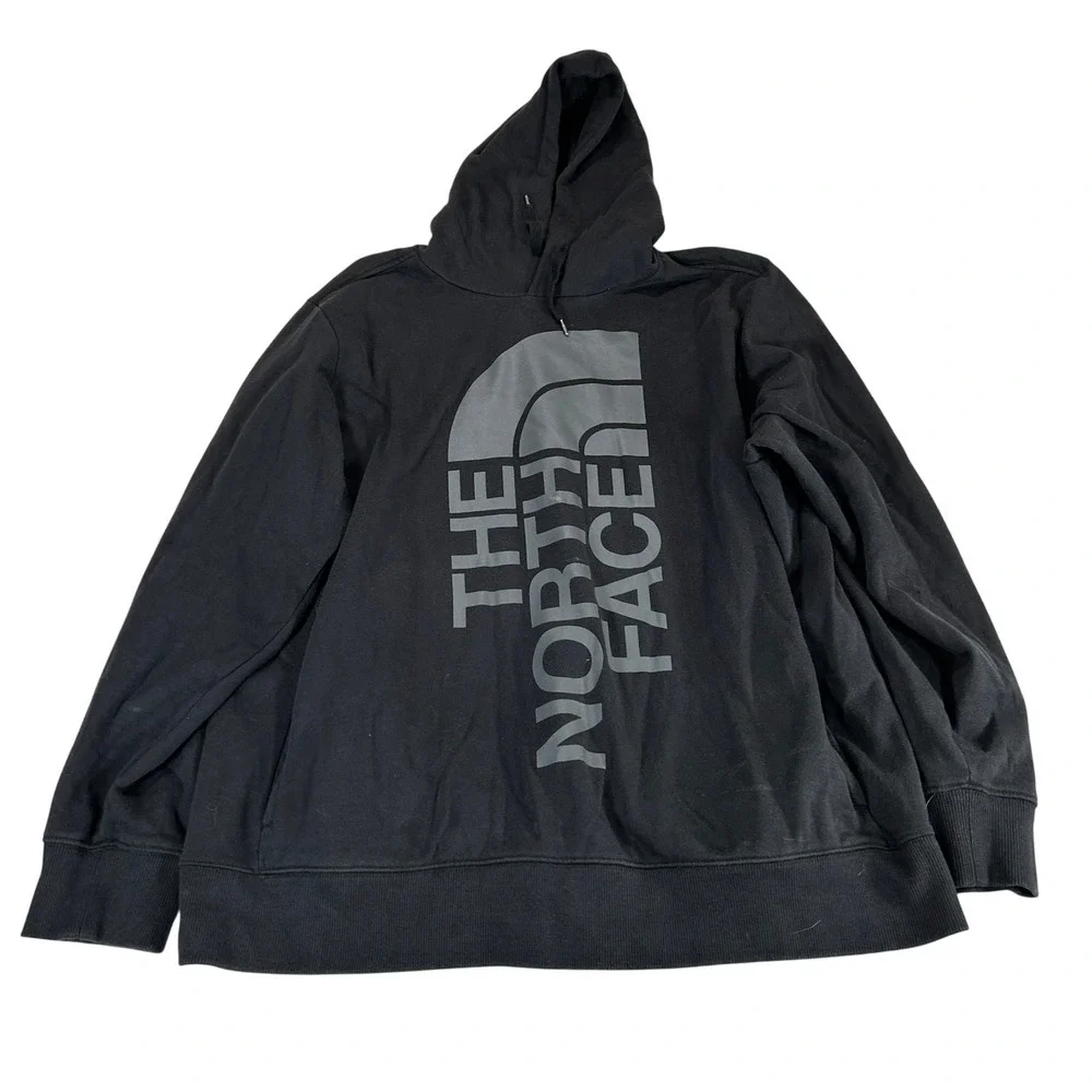 The North Face Mens XXL Black Vertical Graphic Logo Pullover Hoodie Sweatshirt